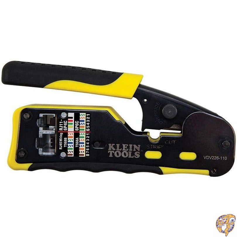 【ポイント2倍!15日】Klein Tools VDV226-110 ラチェットモジュラーデータケーブルクリンパー/ワイヤーストリッパー/ワイヤーカッター RJ11/RJ12標準、RJ45パススルーコネクタ用