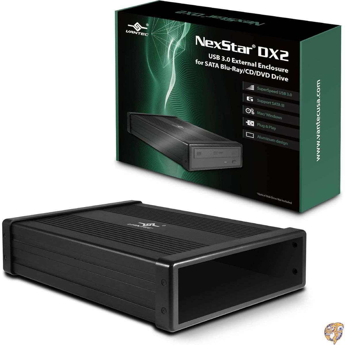 Vantec NexStar DX2 USB 3.0 外付けエンクロージャ設計 5.25インチブルーレイ/CD/DVD SATAドライブ用 第2世代DX ドライバー不要 アルミニウム合金(NST-540S3-BK)
