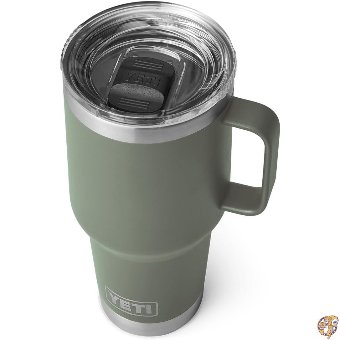 YETI Rambler 30 oz Travel Mug, Stainless Steel, Vacuum Insulated with Stronghold Lid, Camp Green｜パームスアメリカ