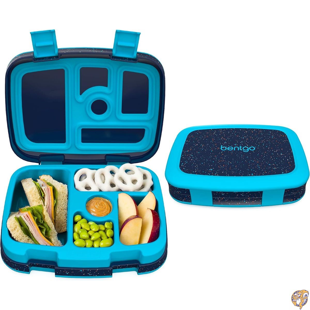 Bentgo Kids 5-Compartment Lunch Box - Confetti Design for School, Ideal Ages 3-7, Leak-Proof, Drop-Proof, Dishwasher Safe, & Made with BPA-Free Materials (Confetti Edition Abyss Blue)画像