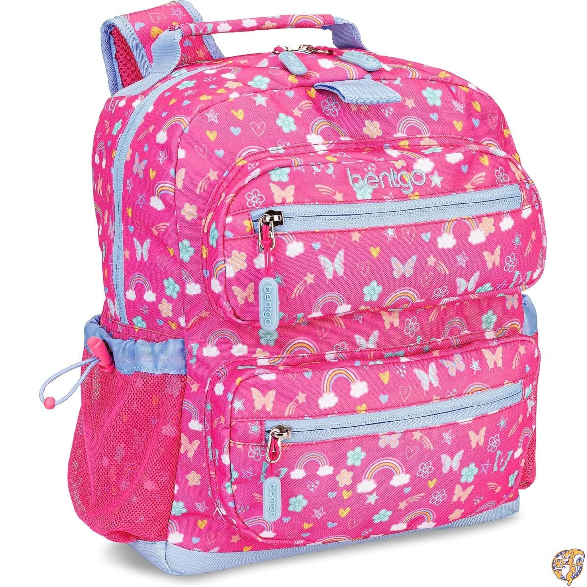 【クーポン配信中】Bentgo Kids Backpack - Lightweight 14 in Unique Prints for School, Travel, & Daycare Roomy Interior, Durable Water-Resistant Fabric, Loop Lunch Bag (Rainbows)｜パームスアメリカ