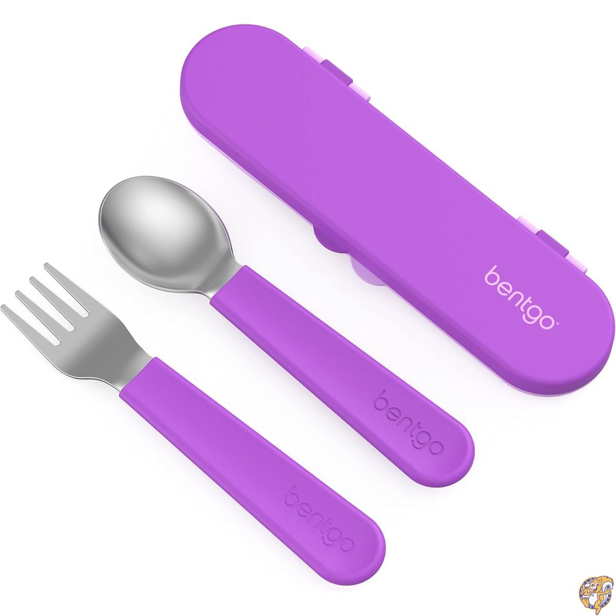 【クーポン配信中】Bentgo&reg; Kids Stainless Steel Utensil Set - Reusable Fork, Spoon & Storage Case High-Grade BPA-Free Steel, Easy-Grip Handles, Dishwasher Safe for School Lunch, Travel Outdoors (Purple)