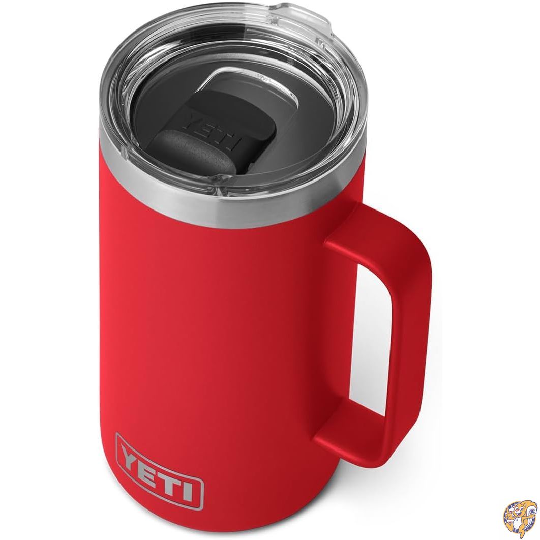 【クーポン配信中】YETI Rambler 24 oz Mug, Vacuum Insulated, Stainless Steel with MagSlider Lid, Rescue Red
