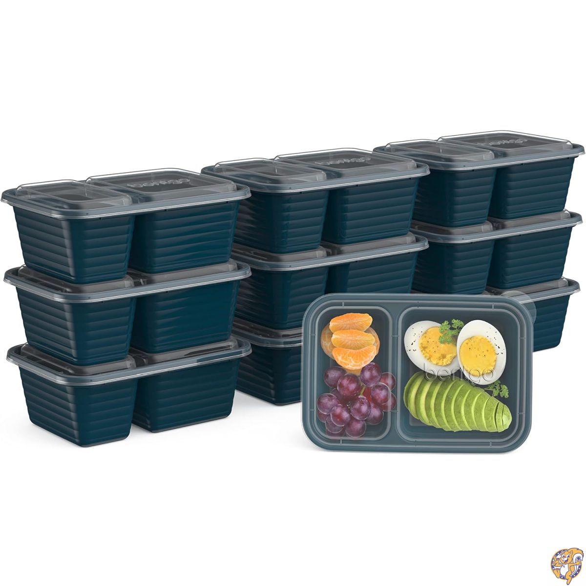 【クーポン配信中】Bentgo Prep - 2-Compartment Snack Containers with Custom-Fit Lids Reusable, Microwaveable, Durable BPA -Free, Freezer and Dishwasher-Safe Meal Food Storage 10 Trays & (Deep Teal)