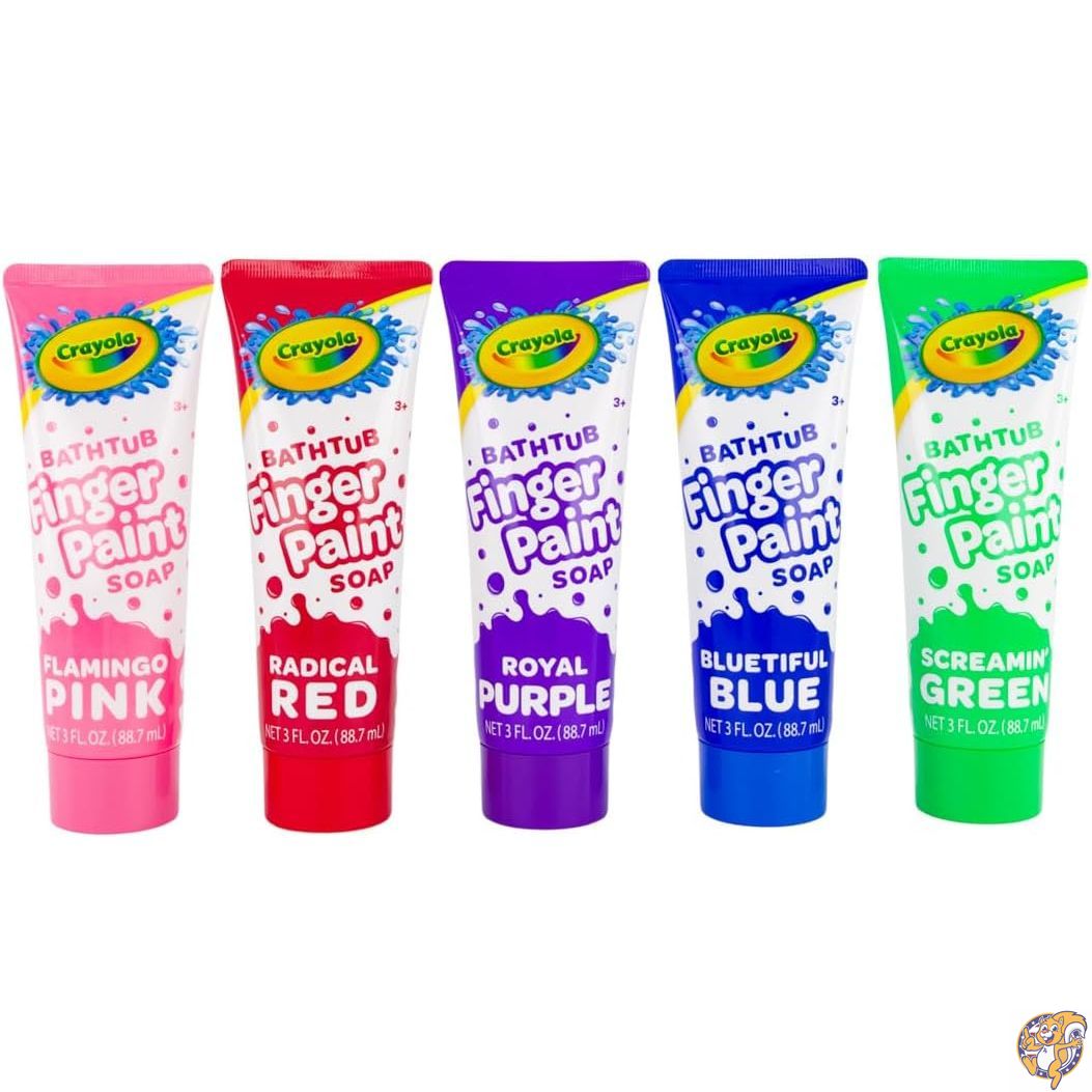 Crayola 浴槽用フィンガーペイント 5色バラエティパック 3オンスチューブ (ラズマタズピンク、ビビッドバイオレット、ラジカルレッドラズベリー、ロビンズエッグブルー、エレクトリックライムグリーン)