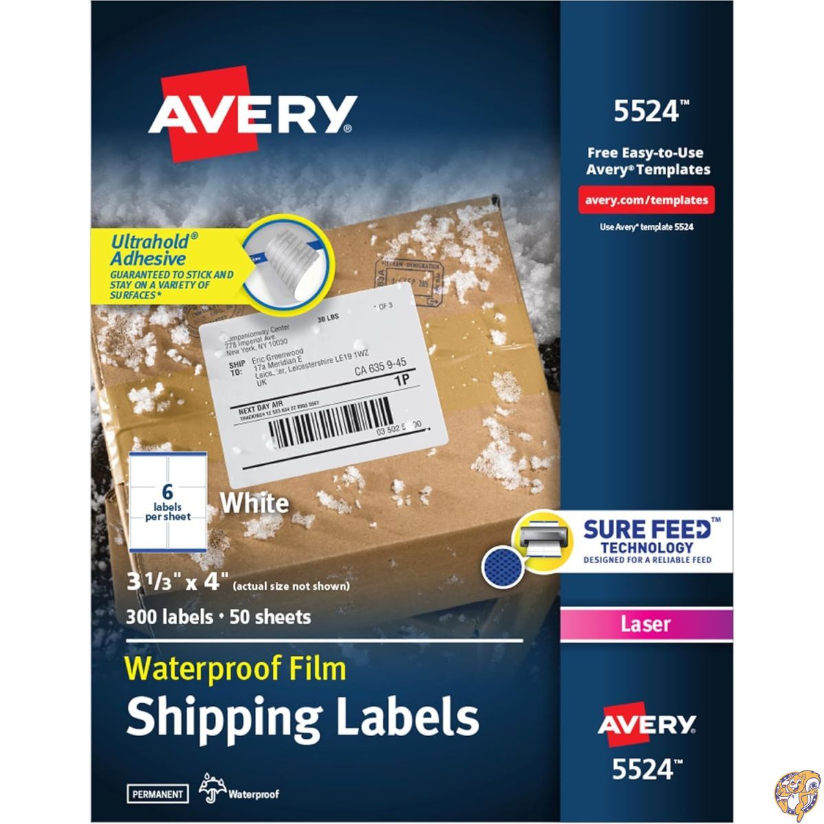【クーポン配信中】White Weatherproof Laser Shipping Labels, 3-1/3 x 4, 300/Pack|パームスアメリカ