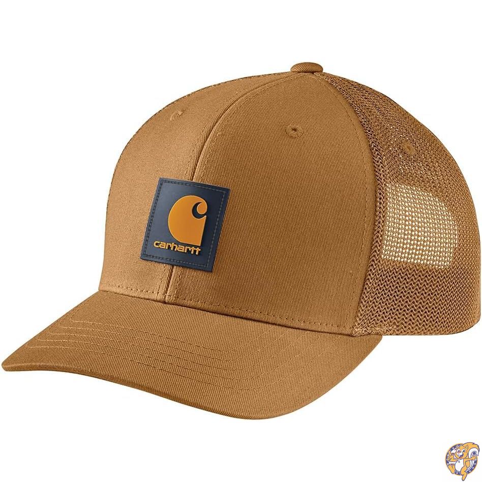 【クーポン配信中】Carhartt メンズ ラギッドフレックスツイルメッシュバックロゴパッチキャップ, Brown/Honeycomb, One Size