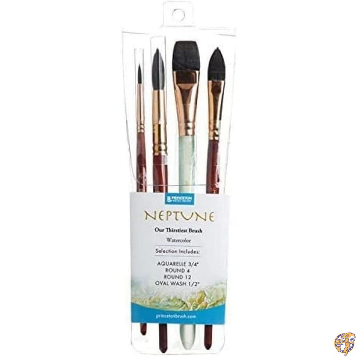 Princeton Artist Brush Neptune, Brushes for Watercolour Series 4750, 4 Piece Professional Set 300