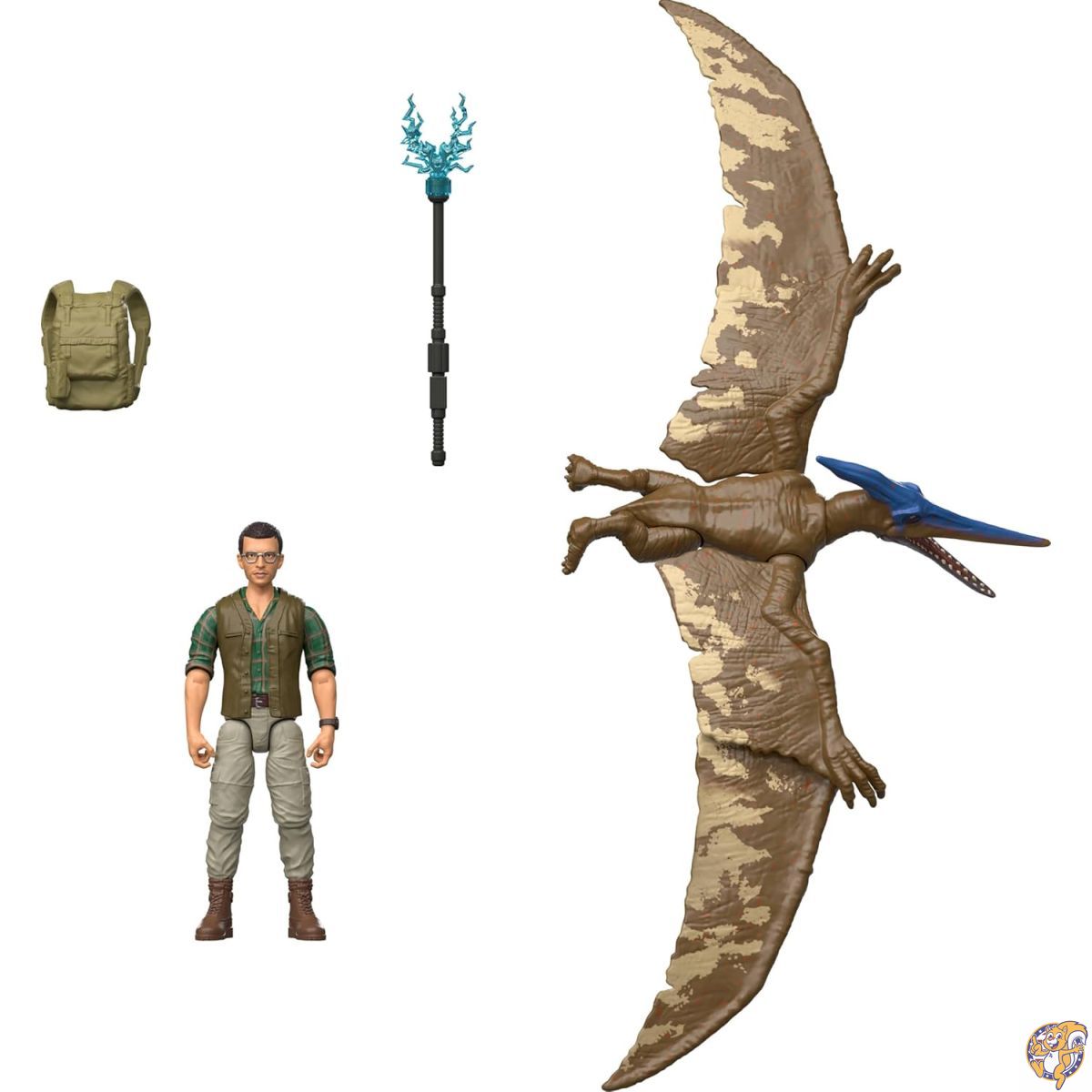 【クーポン配信中】Mattel ジュラシックワールド リバース 人間&恐竜フィギュアパック、ヘンリー・ルーミス博士&プテラノドン、映画正確3.75インチスケール、可動コレクター収集品