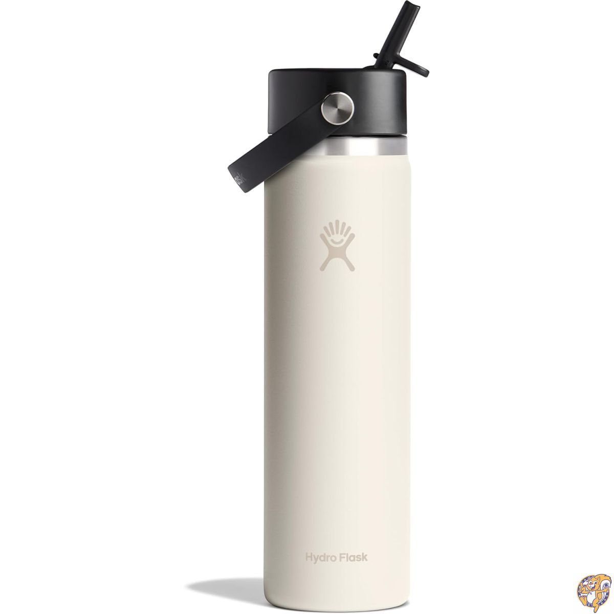 【クーポン配信中】Hydro Flaskウォーターボトル - 断熱ステンレススチール 広口フレックスストロー蓋 こぼれ防止 漏れ防止 詰め替え可能 24オンス アイボリー