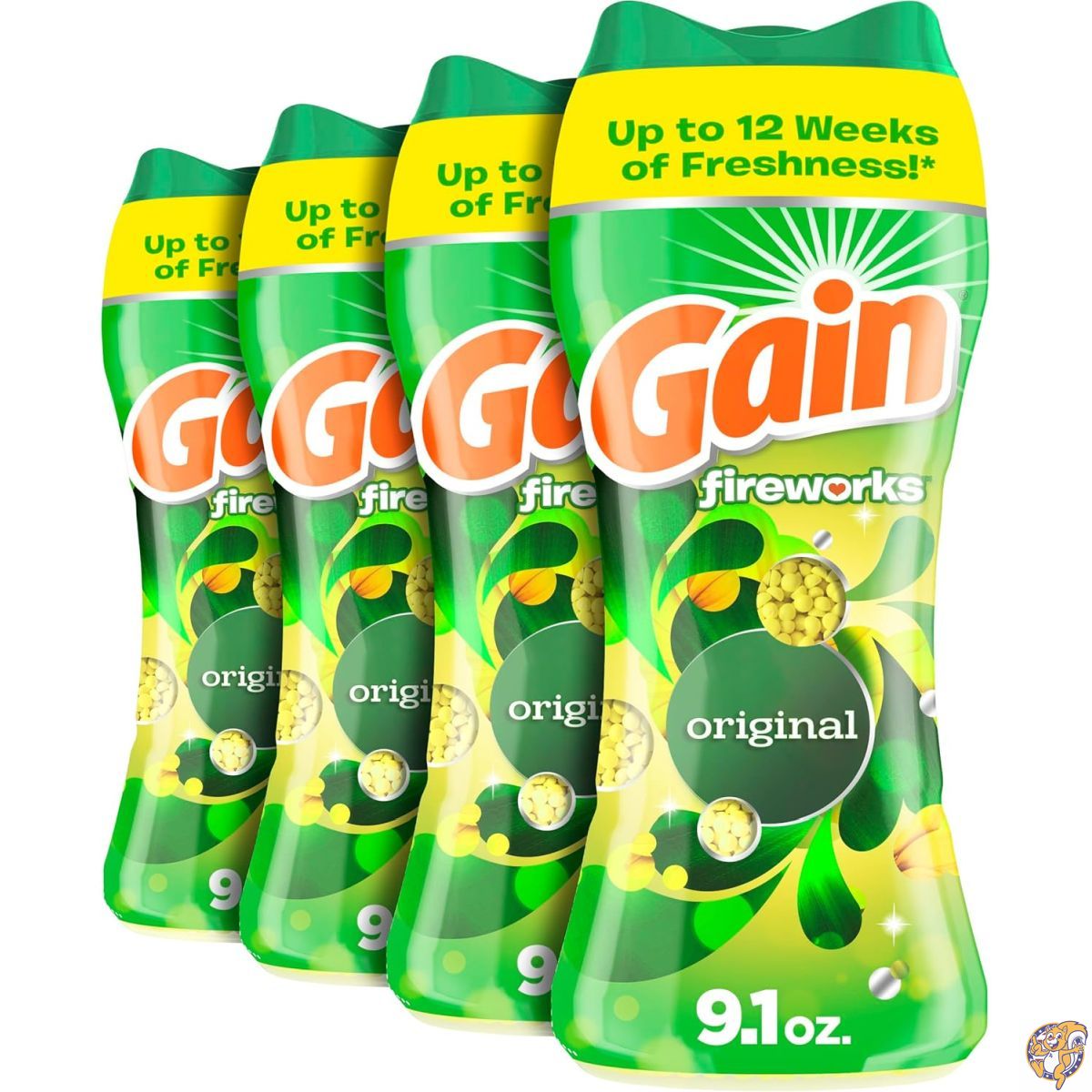 【クーポン配信中】Gain Fireworks In-Wash Scent Booster Beads（香り付け専用ビーズ）、オリジナル、9.1オンス（約258g）× 4個セット