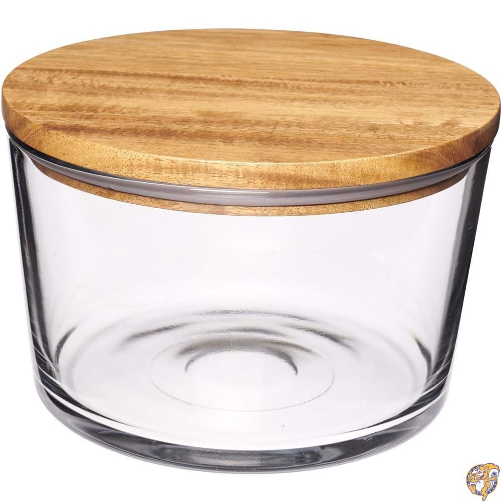 【クーポン配信中】Anchor Hocking（アンカーホッキング） 蓋付き ガラス トライフルボウル 104オンス（約3L） アカシア材の蓋付きサラダボウル