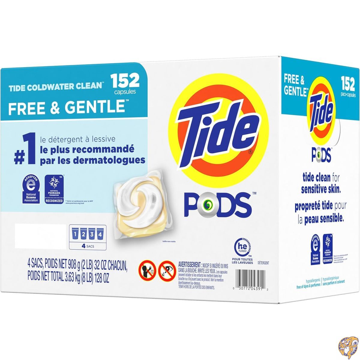 Tide PODS Free and Gentle Laundry Detergent, 96 Count, Unscented Hypoallergenic for Sensitive Skin, Clear of Dyes Perfumes, HE Compatible (Packaging May Vary) 7,643円