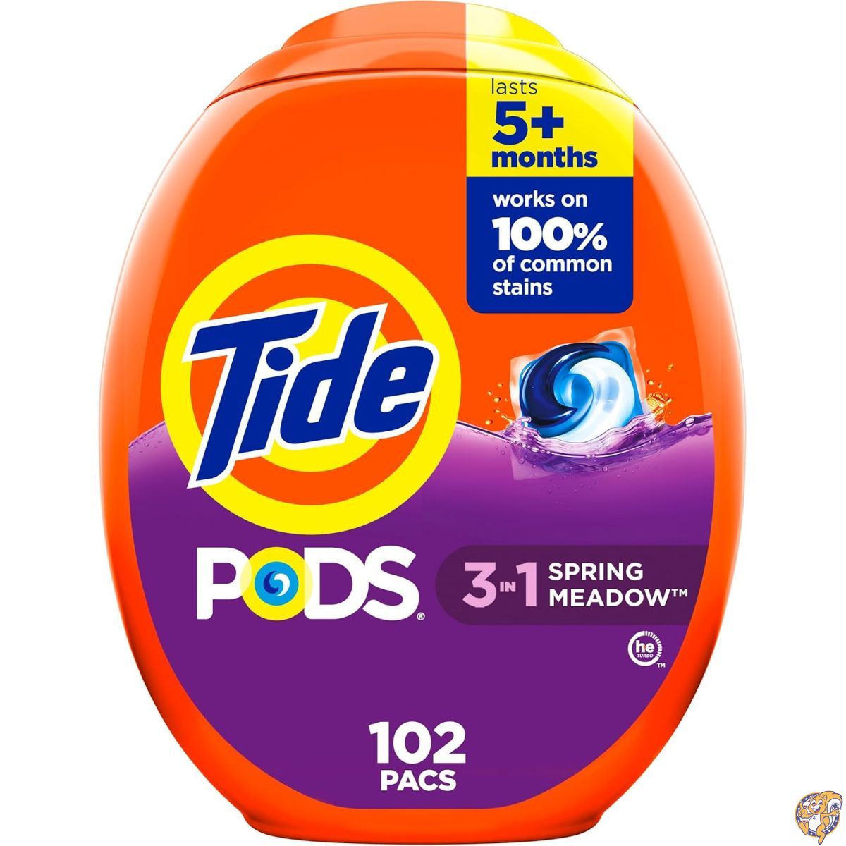 Tide PODS（タイドポッズ）ジェルボール型洗濯洗剤 3-in-1（強力洗浄・消臭・色柄守る）102個入 HE対応 スプリングメドウの香り
