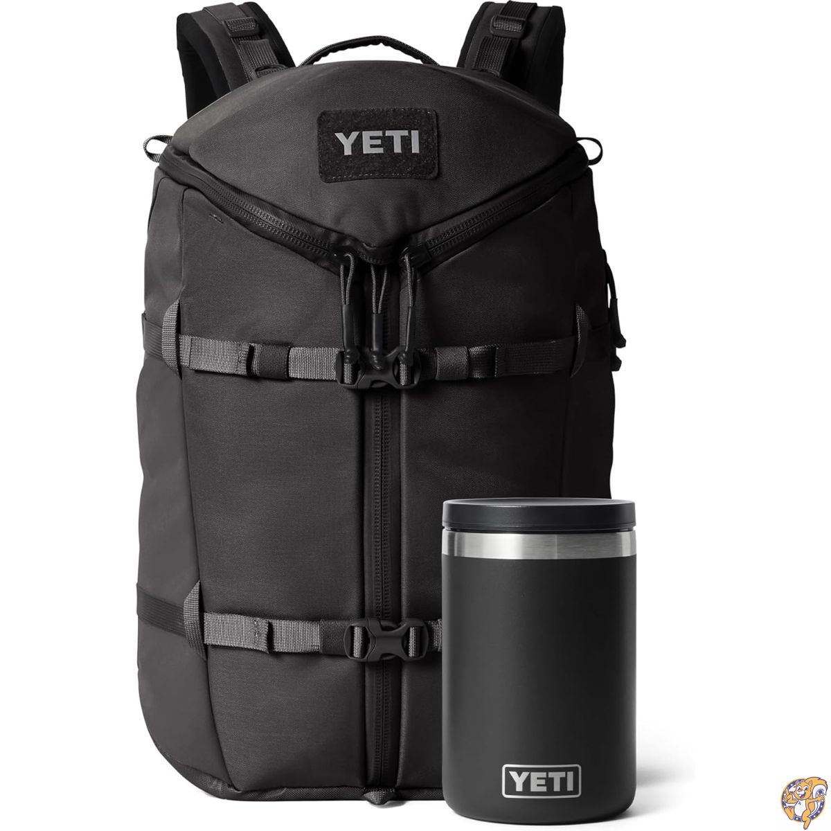 【クーポン配信中】YETI Ranchero バックパック 27L - オールデイ ユーティリティパック。頑丈で型崩れしにくい設計、Rambler 16オンス(約470ml)フードジャー付属。真空断熱ステンレススチール、密閉蓋付き、ブラック|パームスアメリカ