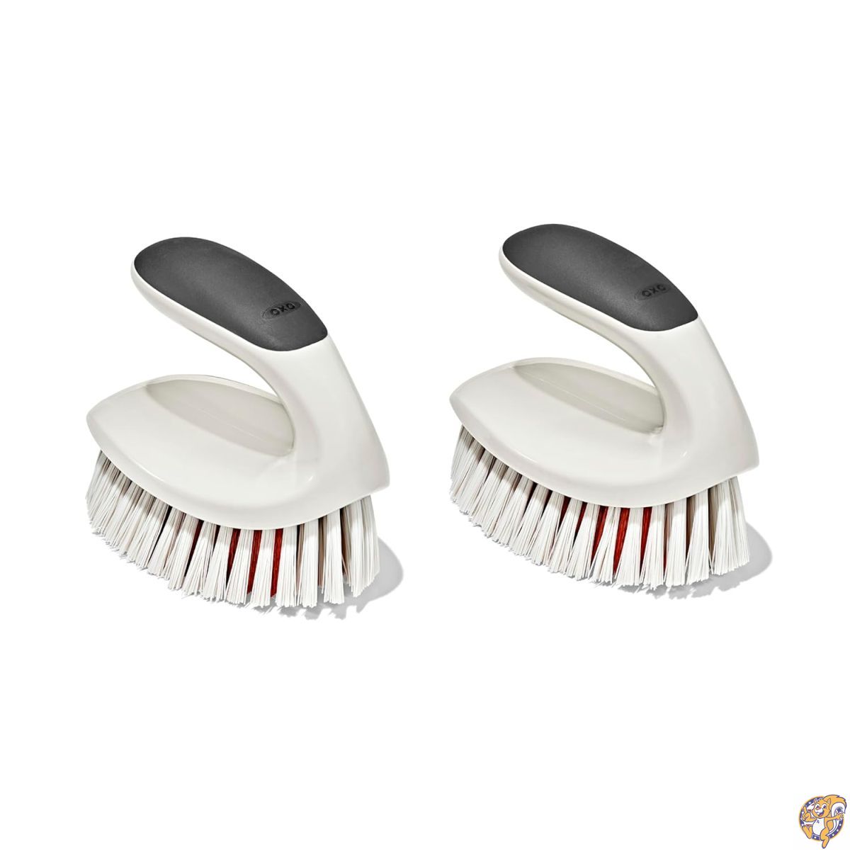 OXO（オクソー）グッド・グリップス 万能スクラブブラシ 2個セット － 隙間掃除、バスルーム・キッチン掃除に最適、しっかり握れるハンドル付き多目的ブラシ