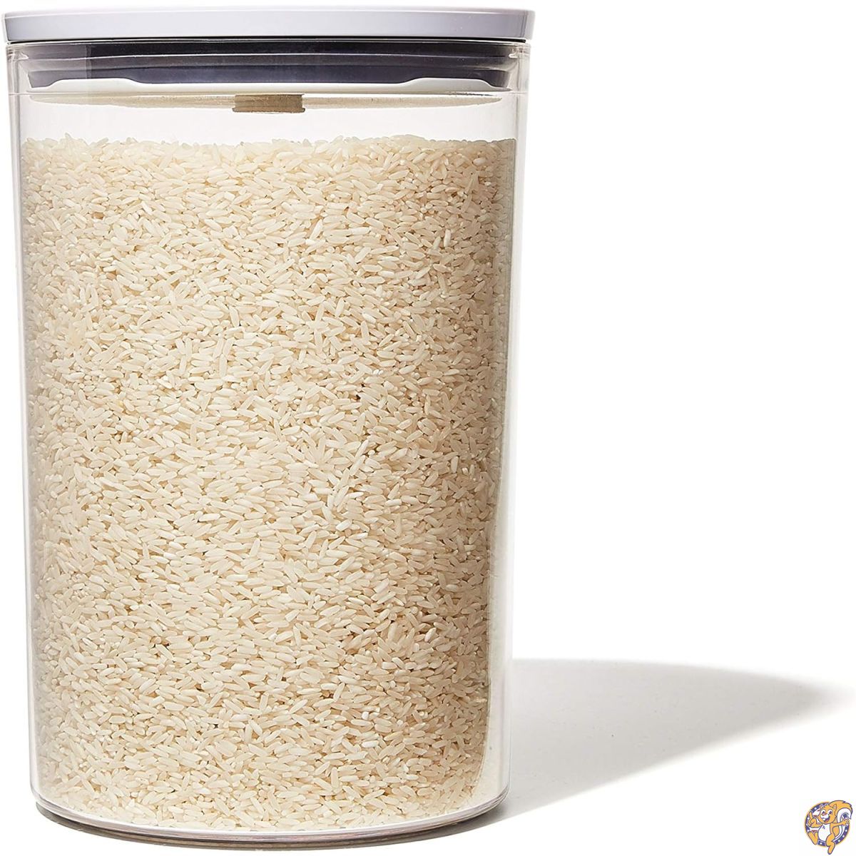【クーポン配信中】OXO（オクソー）グッドグリップス ポップコンテナ ラウンド Lサイズ（5.2クォート / 約4.9L） 小麦粉、砂糖、シリアルなどの保存に | ワンタッチ密閉保存容器 BPAフリー 食洗機対応 クリアボディ/ホワイト