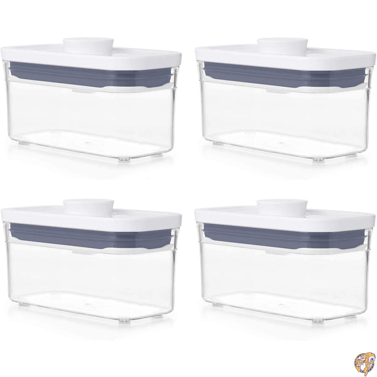 【クーポン配信中】OXO Good Grips (オクソー) ポップコンテナ 4個セット - 密閉保存容器 0.4L (約380ml) レクタングル ミニ 重曹やスパイスの保存に最適|パームスアメリカ