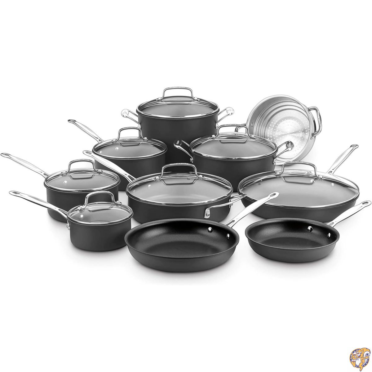 Cuisinart クイジナート シェフズクラシック&trade; ノンスティック ハードアルマイト 17点セット（強化ガラス蓋付）