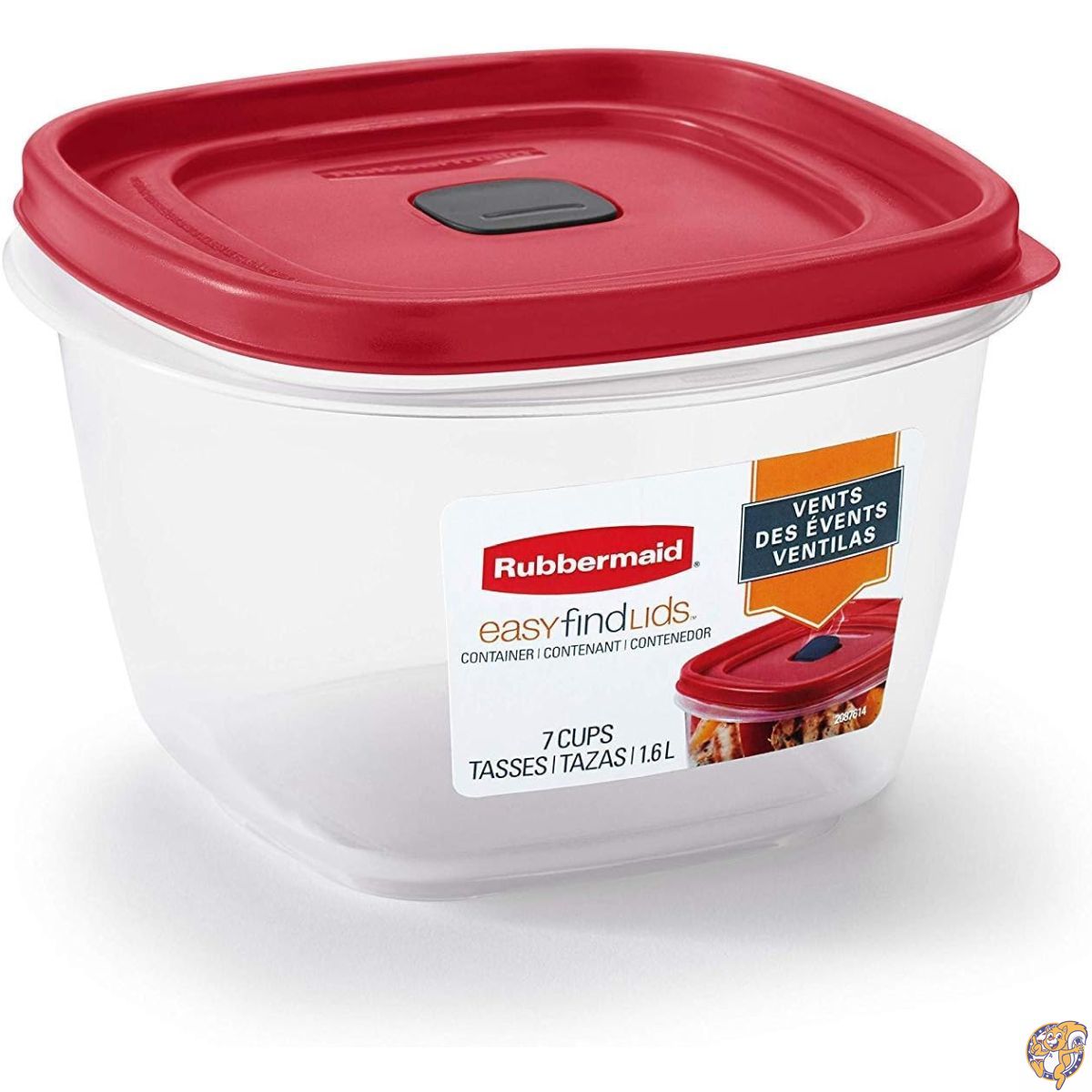 Rubbermaid 2030330 Easy Find Vented Lid Food Storage Containers, 7-Cup (3)