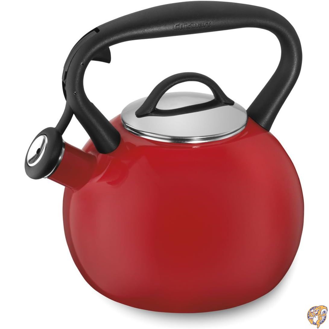 【クーポン配信中】Cuisinart Valor 磁器エナメル スチールティーケトル レッド