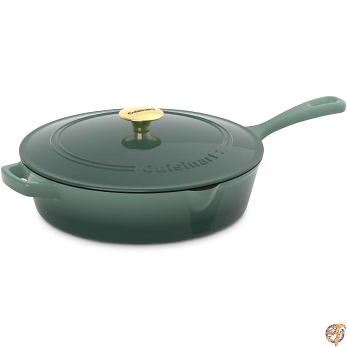 Cuisinart (クイジナート) 12インチ 鋳鉄製 チキンフライヤー 蓋付き 容量4.5クォート 磁器製 ホーロー インテリア オーブン対応 IH対応 グリーングラディエント｜パームスアメリカ