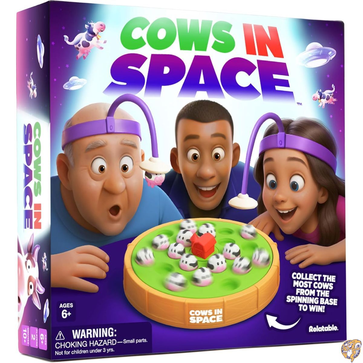 【クーポン配信中】Relatableによる宇宙の牛、子供に優しい地球外生命体ゲーム、楽しいゲームと2人用ゲーム。宇宙ゲームに最適。UFOヘッドバンド2本、電子スピニングベース1本、牛21頭、説明書付き。