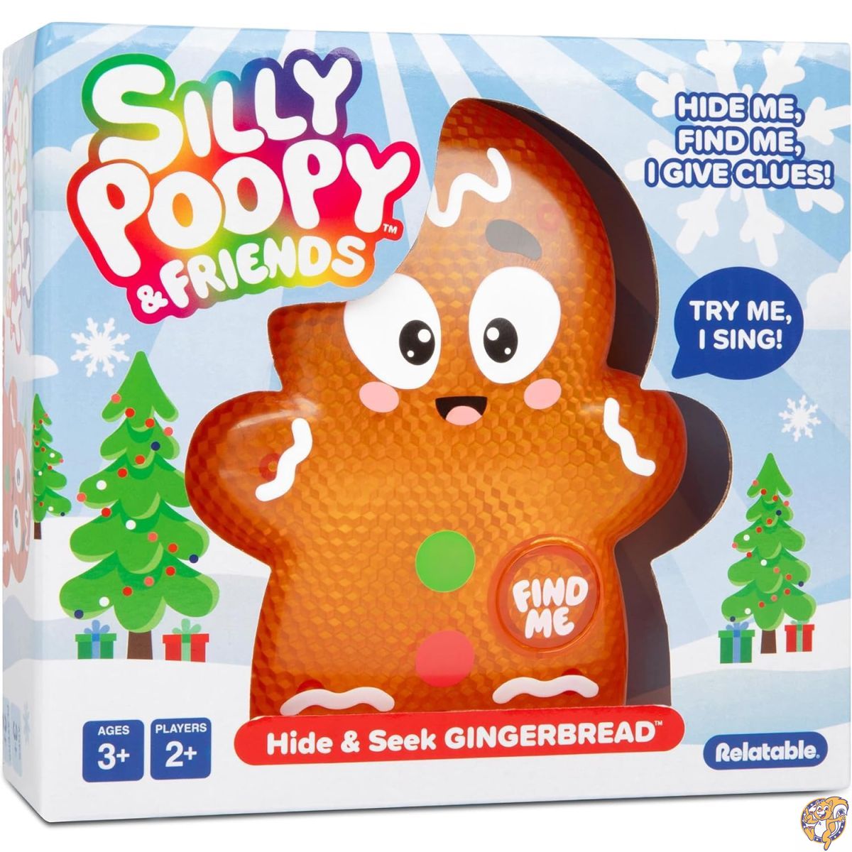【クーポン配信中】RelatableのSilly Poopy & Friends Hide Seek Gingerbread、子供に優しいかくれんぼゲーム、素晴らしい子供向けゲーム、歌う愚かなジンジャーブレッド1個付き、幼児のおもちゃや教育に最適