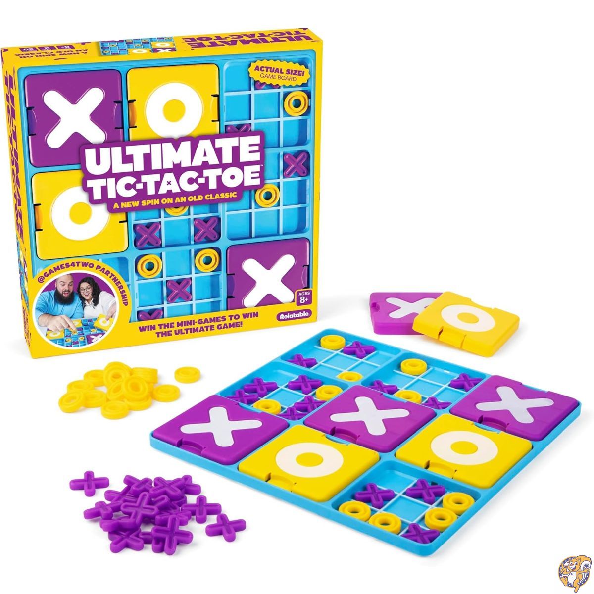 【クーポン配信中】Relatableの究極のTic Tac Toe 家族の集まりに エキサイティングなボードゲーム 子供向けの素晴らしいゲーム ボード1枚、ミニX41枚、ミニO40枚、ラージX5、Lサイズ5枚
