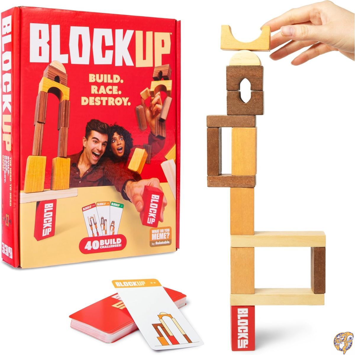 【クーポン配信中】WHAT DO YOU MEME? Block Up &mdash; Head to Strategic Stacking Game, Family Games for Kids and Adults, 8-12 by Relatable