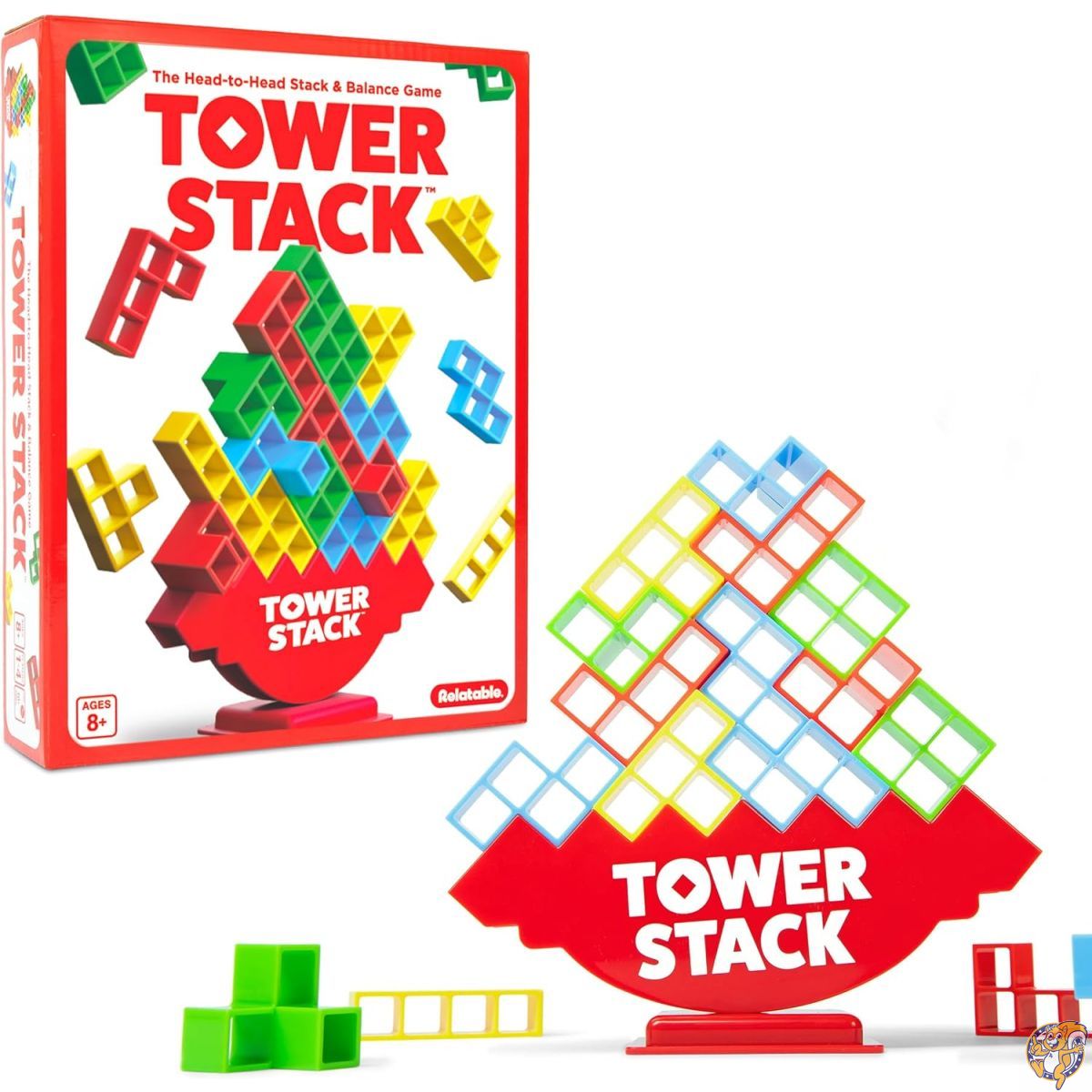 【クーポン配信中】Relatableのタワースタック。子供と大人向けのエキサイティングなタワーゲーム。ファミリーゲームナイト。楽しい積み重ねと組み立ておもちゃ。カード36枚、ブロック24枚、タワーボディ1枚、タワースタンド1枚、説明書(日本語ではない場合があります)付き。