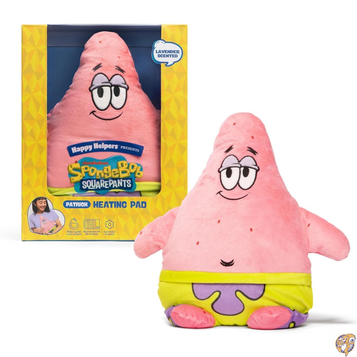 【クーポン配信中】RelatableのHappy Helpers Patrick、退屈なもの以外に居心地の良い快適さ、このプラッシュ加熱パッドで痛みを和らげましょう。電子レンジ対応のパトリック加熱パッド1枚付き。|パームスアメリカ