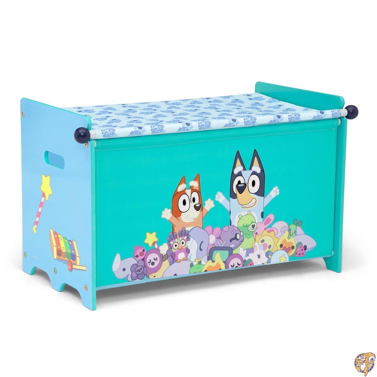 Delta Children（デルタチルドレン）- ブルーイ（Bluey）おもちゃ箱 収納ボックス（布製格納式フタ付き）