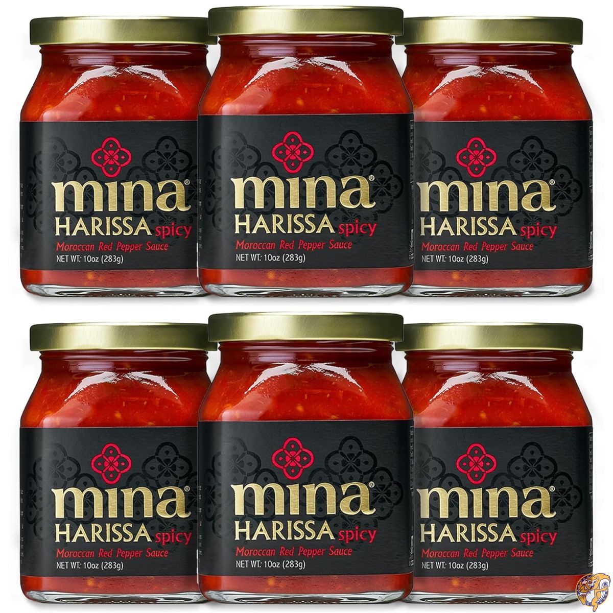 【クーポン配信中】Mina Harissa ホットソース(ハリッサ)、本格モロッカン・スパイシーソース、旨辛赤唐辛子ペースト、10オンス(約283g)×6本セット、いつもの料理を格上げする万能調味料