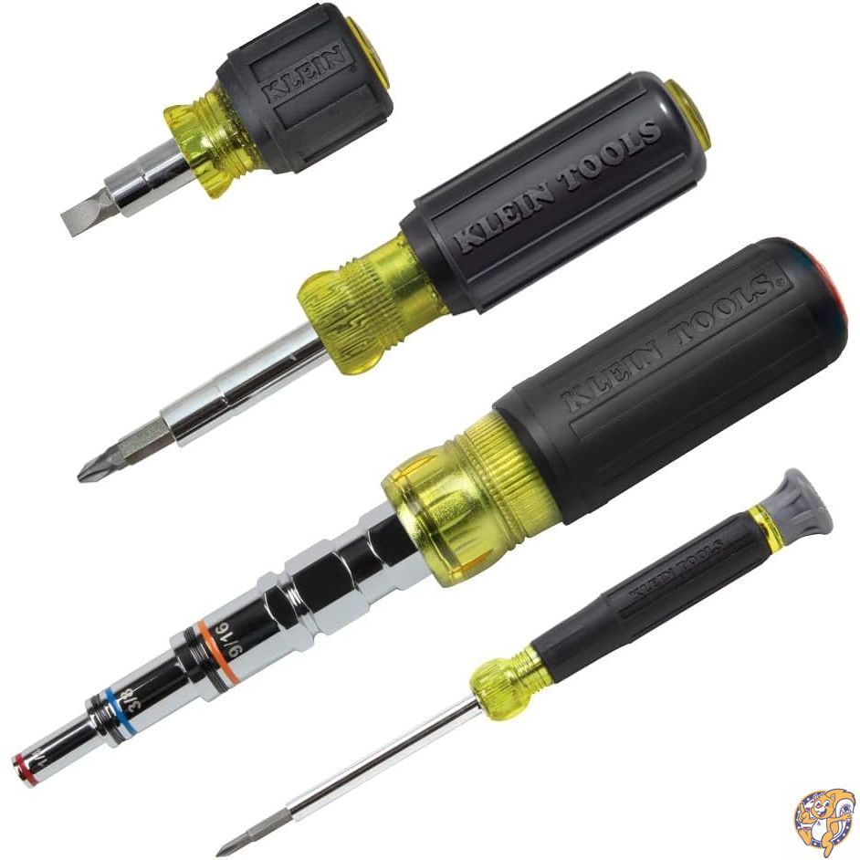 【クーポン配信中】Klein Tools 80019 Tool Set, Multi-Bit Screwdriver and Nut Driver Kit, 28 Different Industrial Strength Bits Sizes, 4-Piece