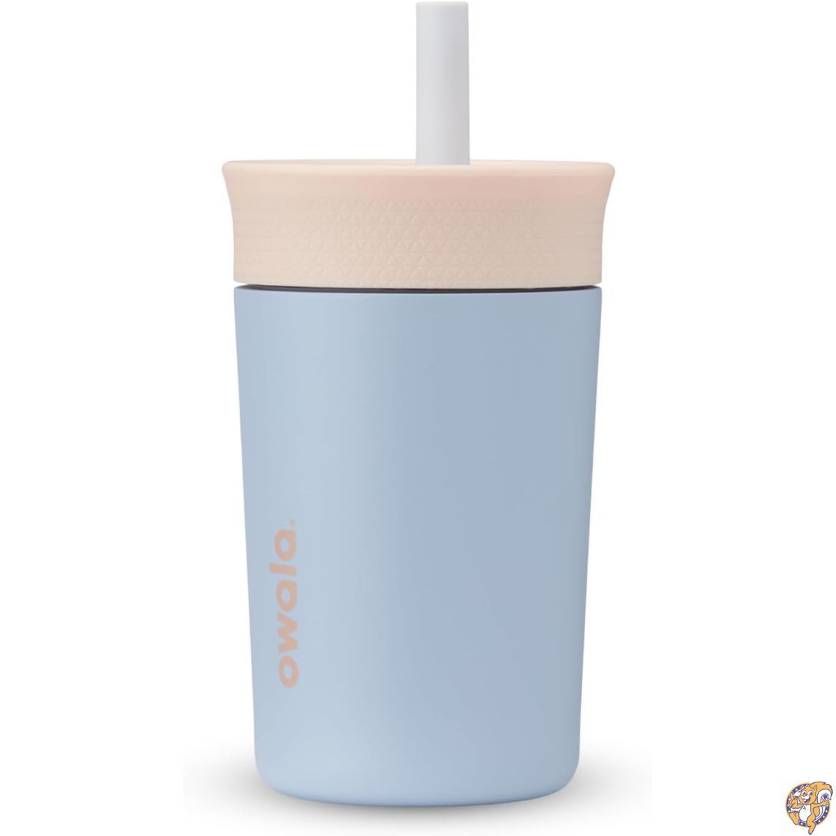Owala Kids Insulation Stainless Steel Tumbler with Spill Resistant Flexible Straw, Easy to Clean, Water Bottle, Great for Travel, Dishwasher Safe, 12 Oz, Tan and Blue (Seas the Day)