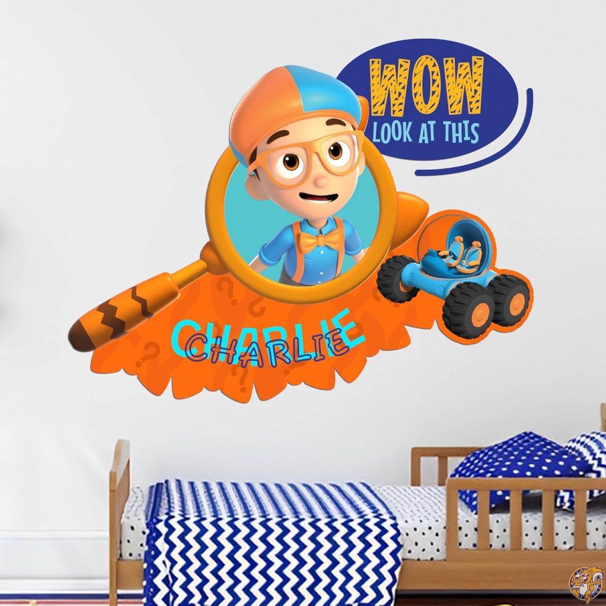 EGD オリジナル名入れ Blippi（ブリッピ）キッズウォールデコ | お子様の部屋用カスタムネームプレート 男の子・女の子向け子供部屋装飾