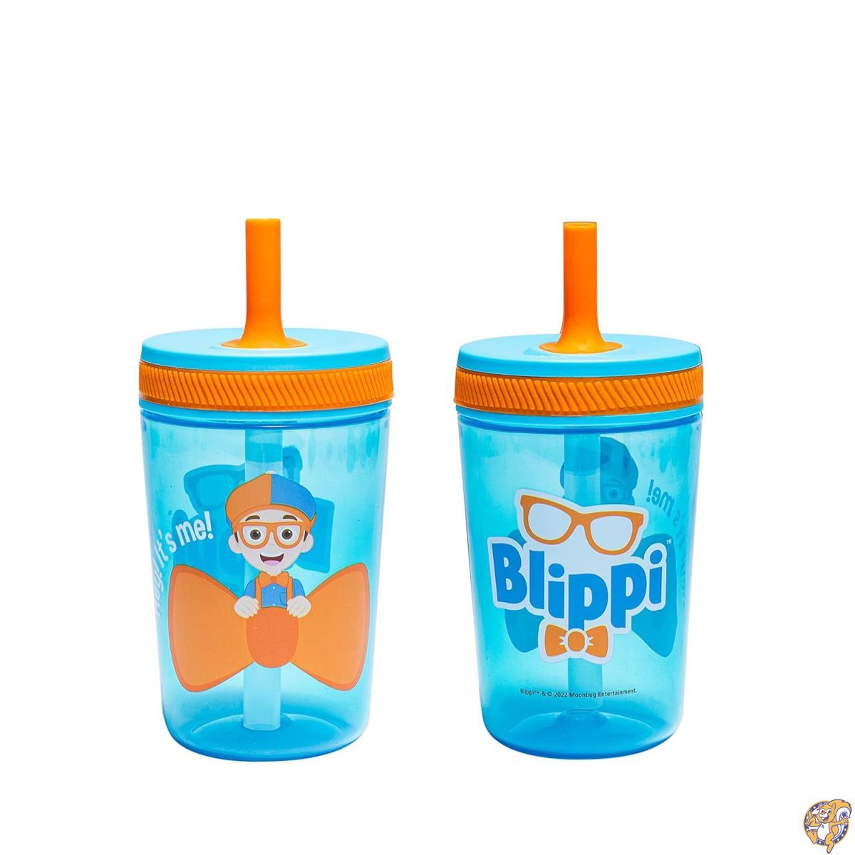 Zak Designs Blippi Kelso 子供用タンブラー 2個セット（約440ml）｜漏れ防止設計・ストロー付きカップ