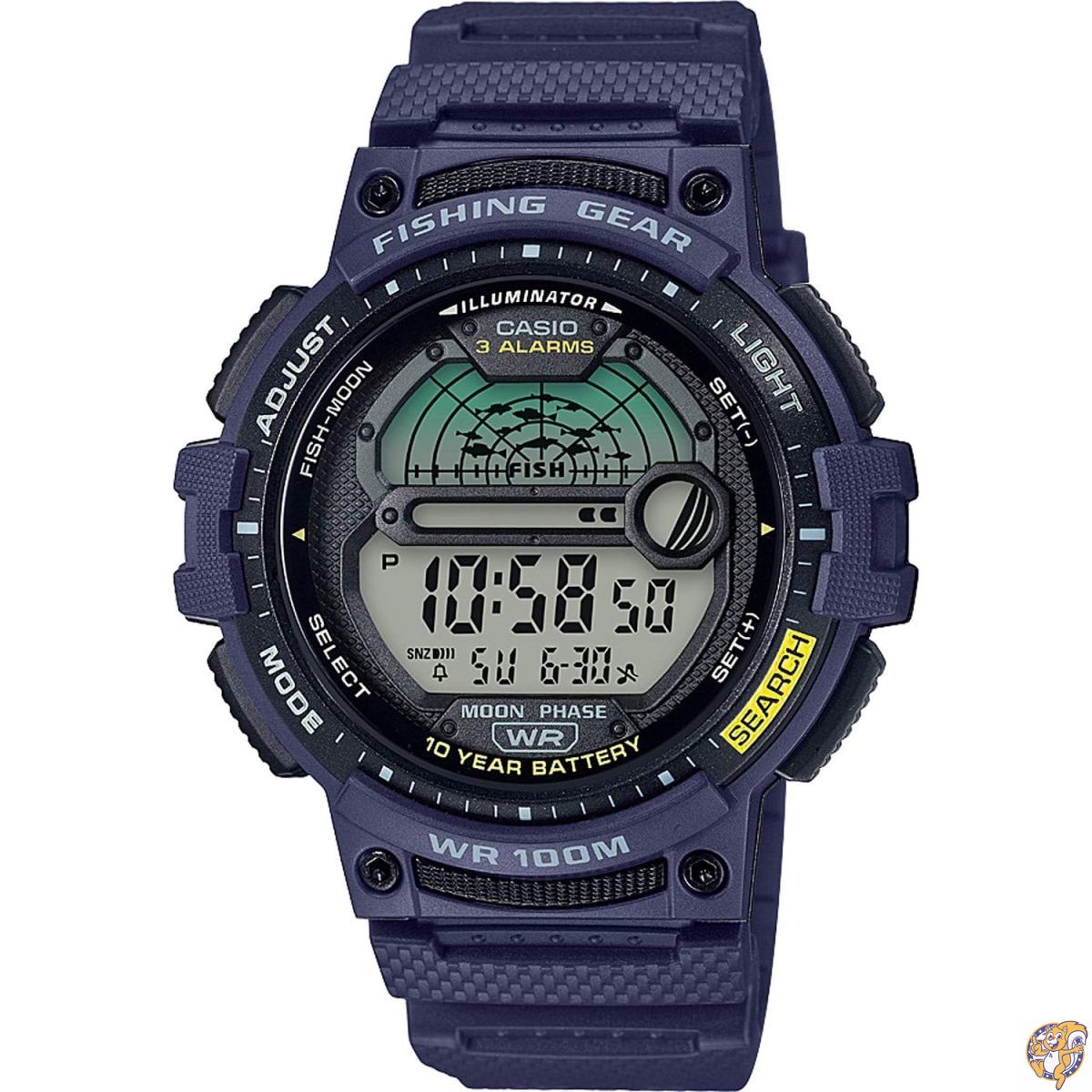 【クーポン配信中】Casio(カシオ) メンズ フィッシングタイマー クォーツ時計 樹脂ストラップ付き, ブルー｜パームスアメリカ