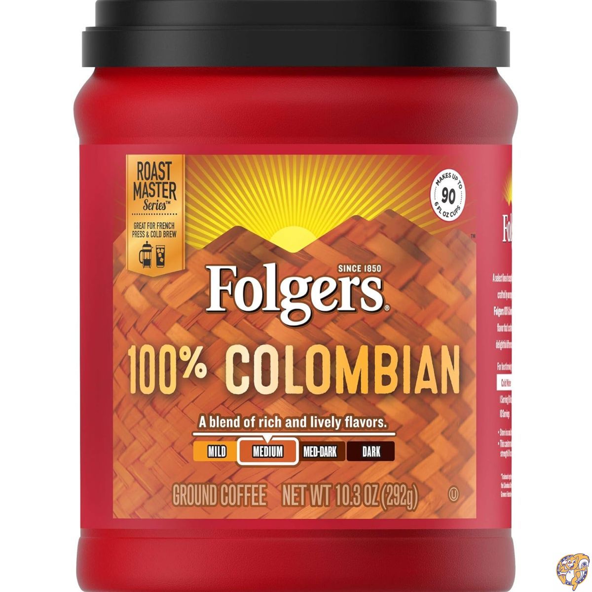 【クーポン配信中】Folgers 100%コロンビア産 ミディアムロースト コーヒー粉 10.3オンス (約292g)｜パームスアメリカ