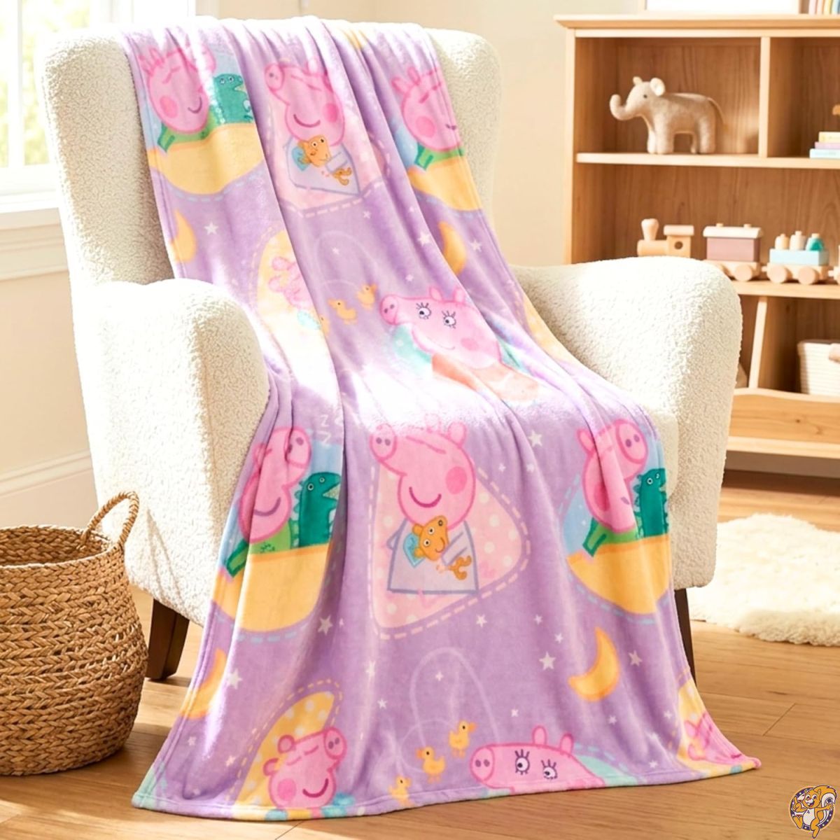 Peppa Pig & Baby Evie キッズ用スローブランケット 約117cm x 152cm ソファ・ベッド・ゲーム部屋用ソフトで心地よい装飾ブランケット (公式ライセンス商品) by Franco｜パームスアメリカ