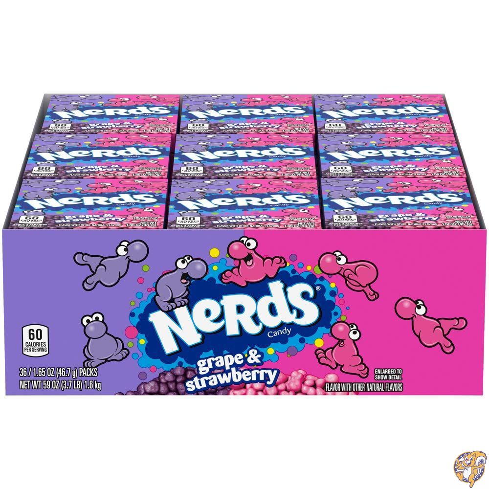 【クーポン配信中】Nerds (ナーズ) グレープ&ストロベリー キャンディ 1.65オンス (約47g) 36パックセット|パームスアメリカ
