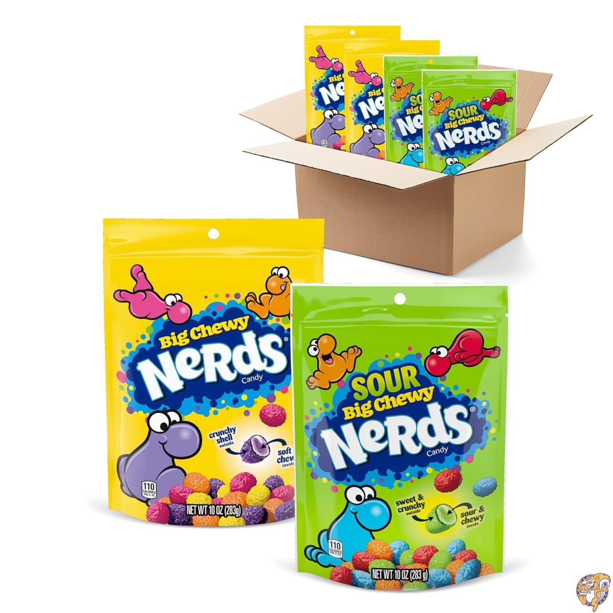 【クーポン配信中】NERDS Big Chewy & Sour キャンディ バラエティパック 個包装・ジッパー付き袋入り 大容量パック 10オンス (約283g) ×4袋セット|パームスアメリカ