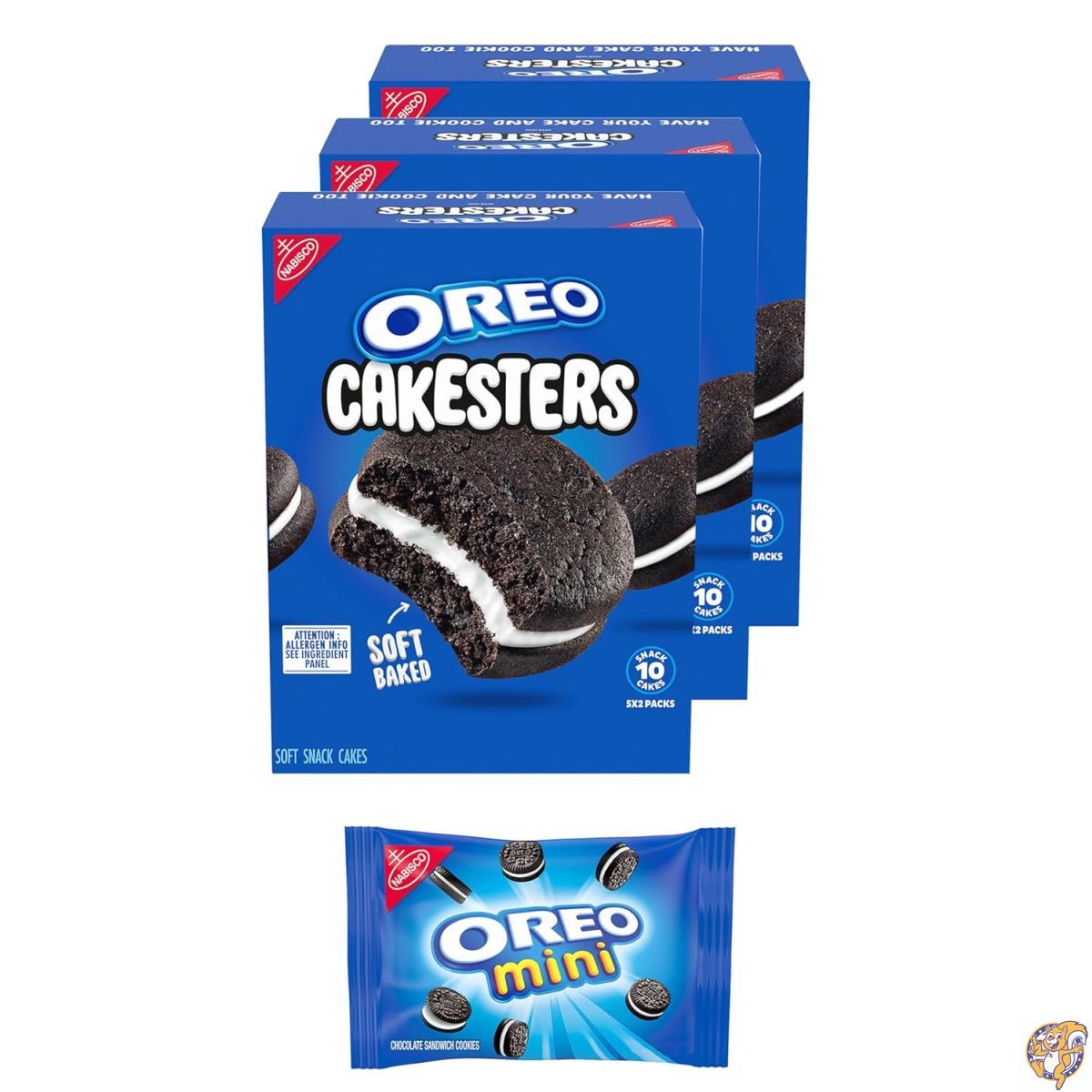 【クーポン配信中】OREO Cakesters ソフトスナックケーキ 5個入り&times;3箱 (合計15パック) + オレオ ミニクッキー スナックパックのおまけ付き｜パームスアメリカ