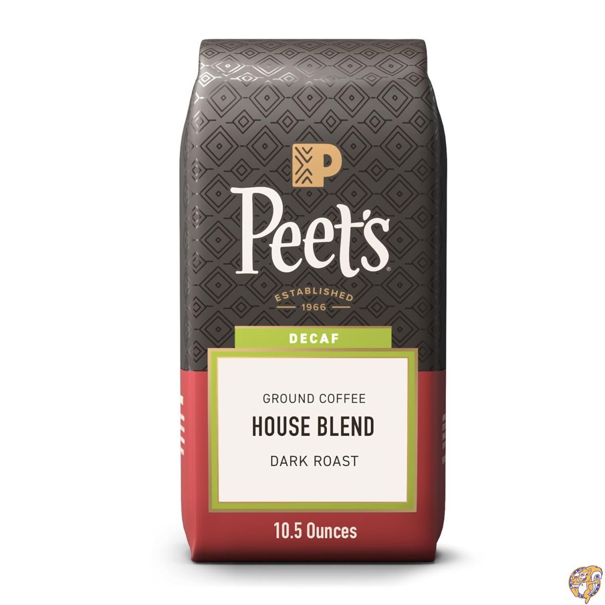 【クーポン配信中】Peet's Coffee ダークロースト コーヒー粉 カフェインレス アラビカコーヒー ディカフェ・ハウスブレンド 10.5オンス (約297g) 袋｜パームスアメリカ