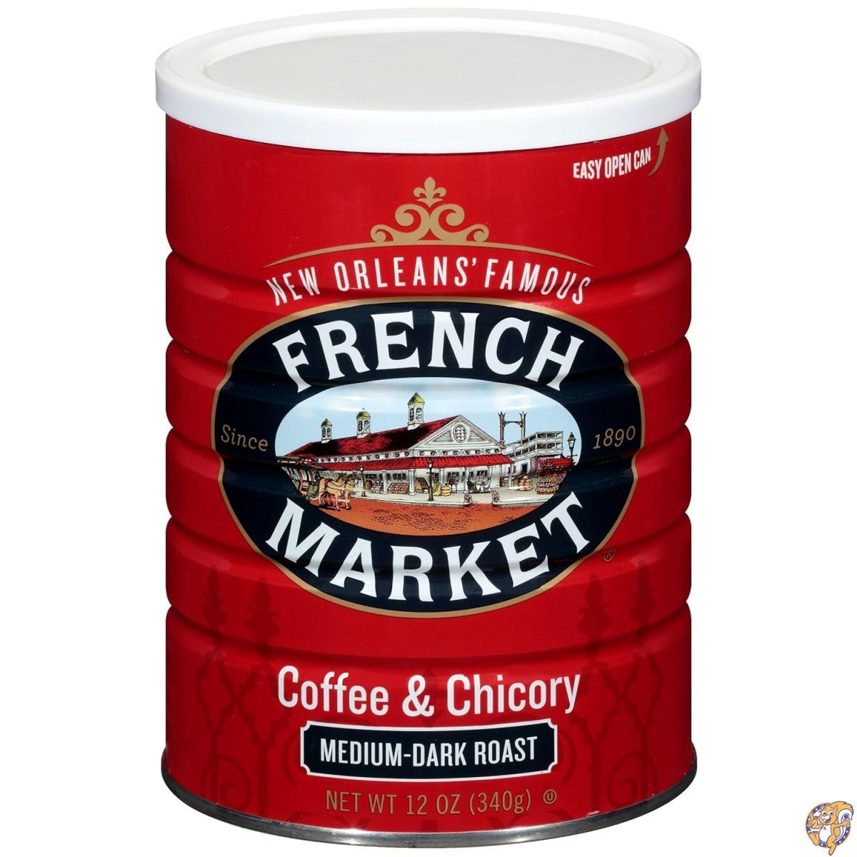 【クーポン配信中】French Market Coffee & Chicory ミディアムダークロースト コーヒー (粉) 12オンス (約340g) 缶 3パックセット|パームスアメリカ