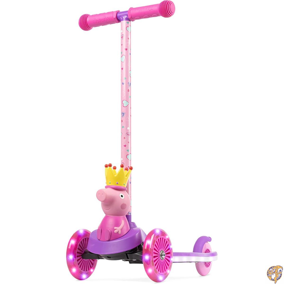 【クーポン配信中】Peppa Pig(ペッパピッグ) キックスクーター 子供用 セルフバランス 3輪ライトアップスクーター エクストラワイド滑り止めデッキ付き リアブレーキ 傾いて操縦 軽量設計 3歳以上のお子様向け 75ポンド｜パームスアメリカ