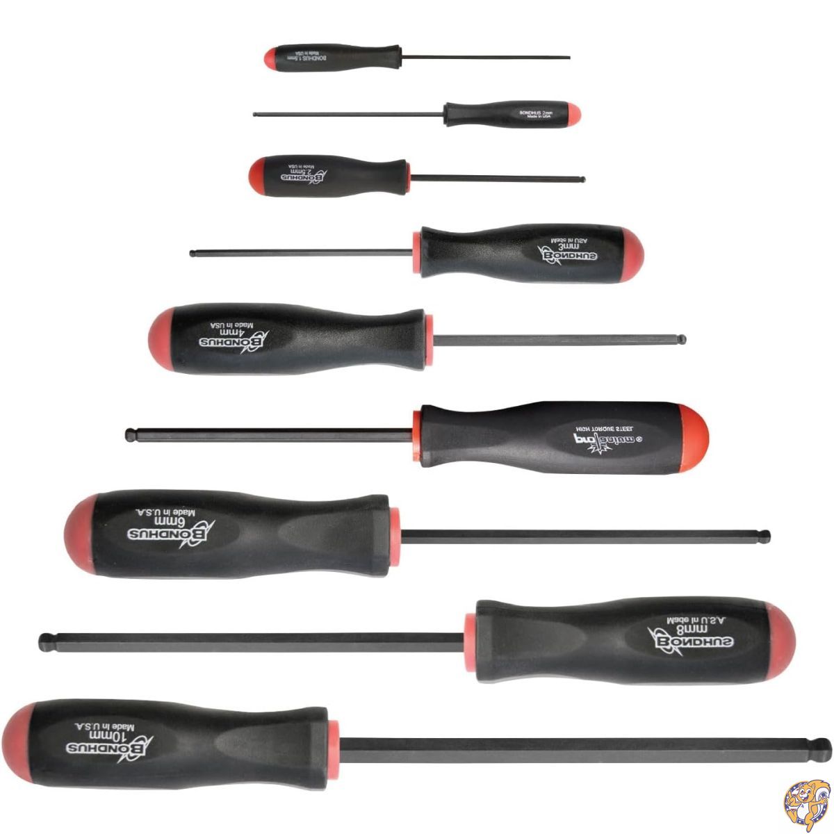 【25日最大4000円クーポン】BONDHUS(ボンダス) 六角ボールポイント・ドライバーセット 黒染め加工 9本組 (1.5、2、2.5、3、4、5、6、8、10mm) BSX9M No.10699｜パームスアメリカ