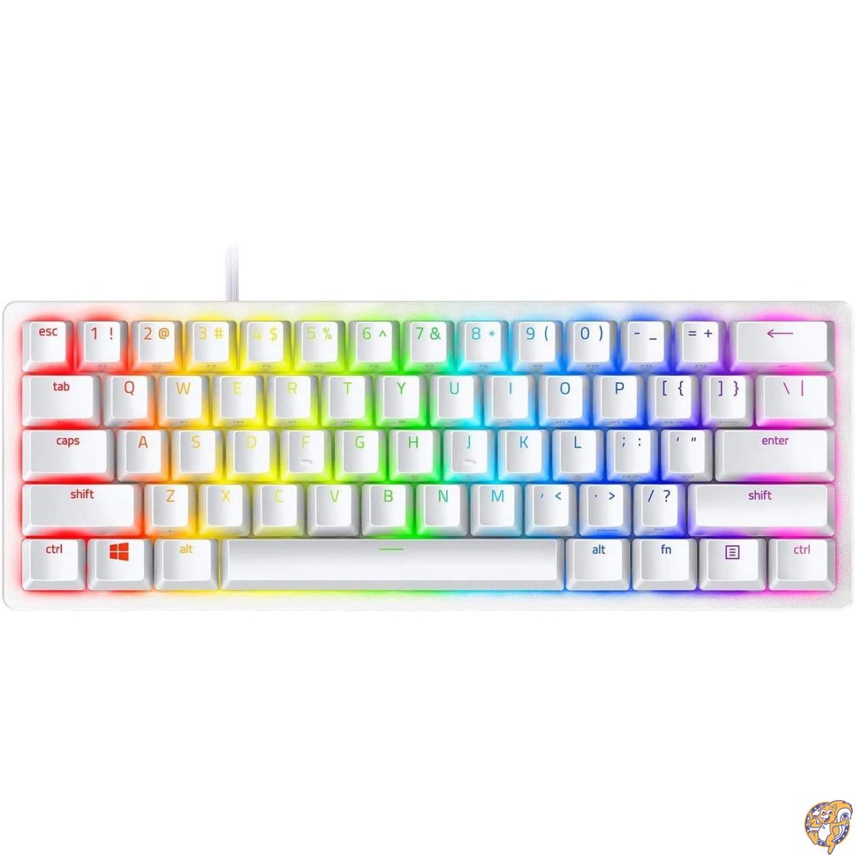 Razer Huntsman Mini 60% ゲーミングキーボード (クリッキーオプティカルスイッチ) マーキュリーホワイト|パームスアメリカ
