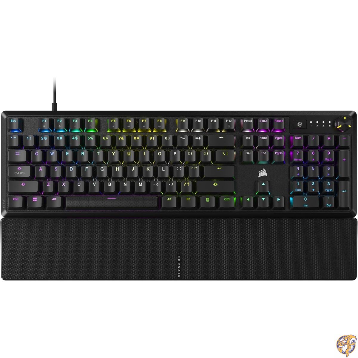 Corsair K70 CORE RGB メカニカルゲーミングキーボード パームレスト付き 潤滑済み MLXレッドリニアキースイッチ サウンドダンピング メディアコントロールダイヤル iCUE対応 QWERTY NAレイアウト ブラック, CH-910981E-NA|パームスアメリカ